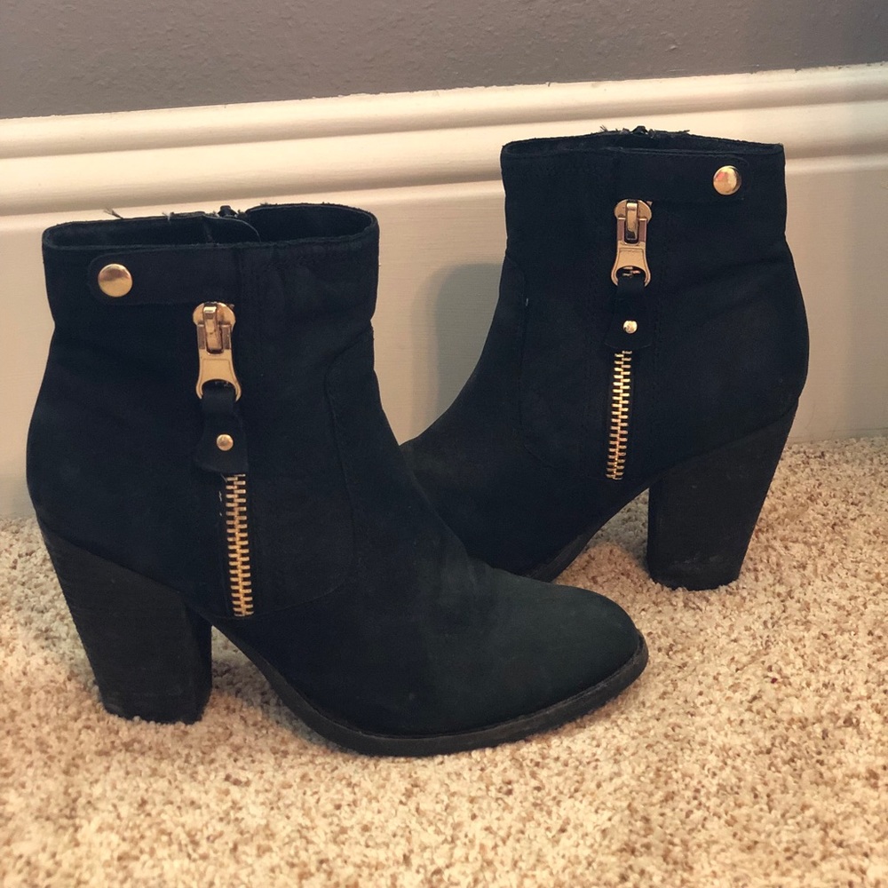 Black suede booties size 7.5